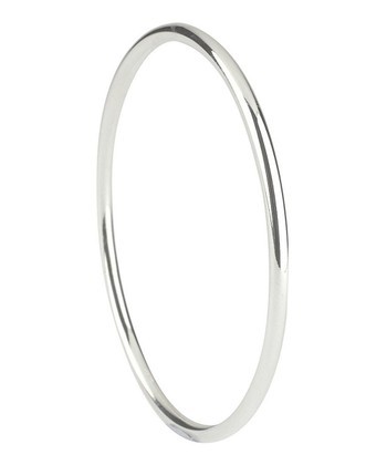 Yeidid 3mm Sterling Silver Round Tube Slip on Bangle 9"