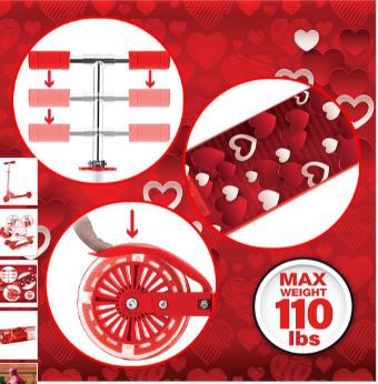 Rugged Racers Red Heart R1 2-Wheel Kick Scooter