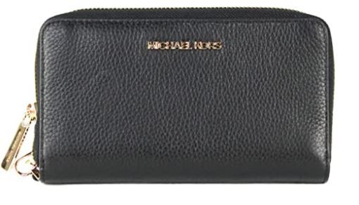 Michael Kors Large Flat Multifunction Phone Case Leather Wallet - Black
