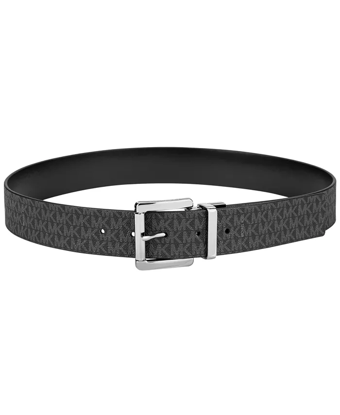 Michael Kors Reversible Signature Leather Belt - (Black/Black) Chrome