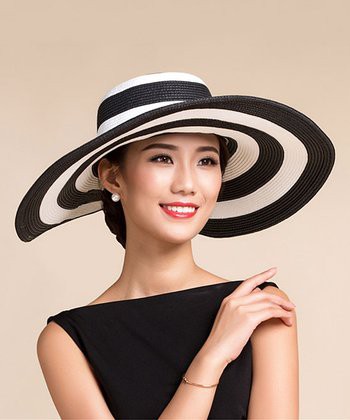 H.O.P.E Black Stripe Straw Sunhat