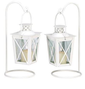 Zingz & Thingz White Railroad Lantern - Set of 2