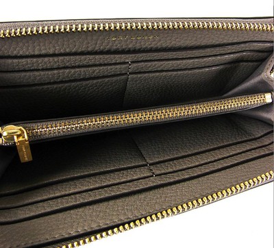 Tory Burch Gray Heron Perry Continental Leather Wallet