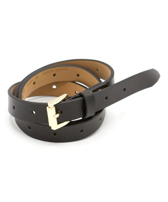 Michael Kors Slim Black Leather Belt - Medium