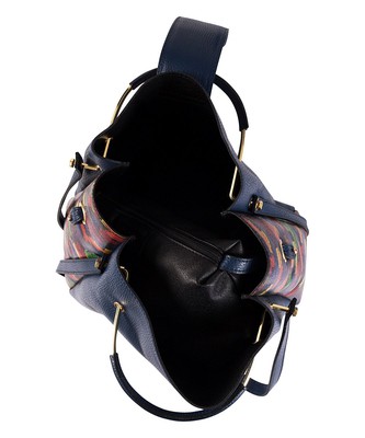 Anna Morellini Geometric Leather Satchel - Navy