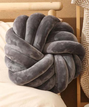 Carpettee Knot Velvet Throw Pillow - Dark Gray