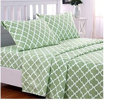 Lux Decor 4pc Sheet Set - Quatrefoil Sage - King