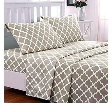 Lux Decor 4pc Sheet Set - Quatrefoil Taupe - Queen