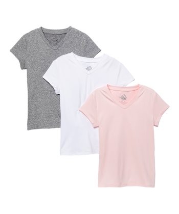 TruHeart Pink & White Short-Sleeve Tee Set - XL