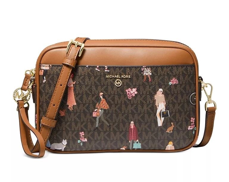 Michael Kors Jet Set EW Charm Camera Crossbody Bag - Brown Multi
