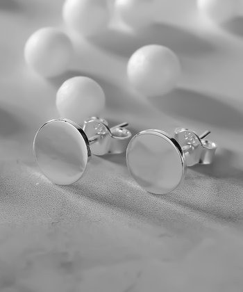 Azro Sterling Silver Circle Stud Earrings