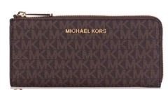 Michael Kors Jet Set Travel Large Quarter-Zip Signature Wallet - Brown