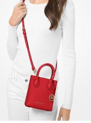 Michael Kors Mercer Ex. Sm Pebbled Leather Crossbody - Flame