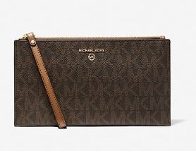 Michael Kors Jet Set Large Logo Wristlet - Brown