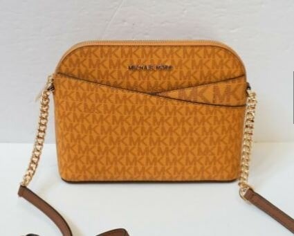 Michael Kors Jet Set Medium Leather Dome Crossbody - Marigold