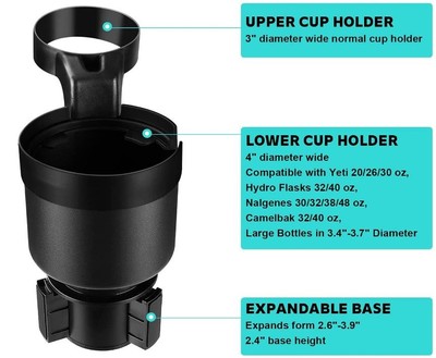 Seven Sparta Dual Cup holder Expander- Black