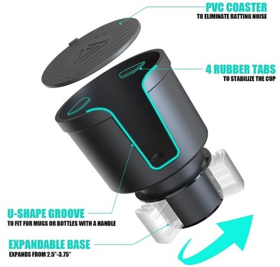 Master Show Upgraded Cup Holder Expander - Black