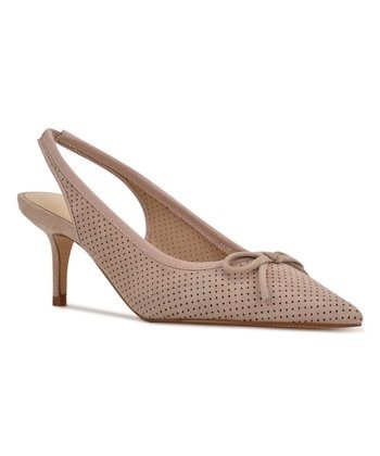 Nine West Bow-Detail Perforated Slingback - Beige