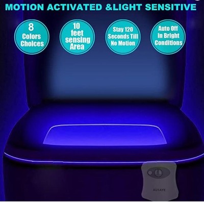 Ausaye Motion Activated 8 color Toilet Light - 2PK