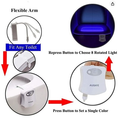 Ausaye Motion Activated 8 color Toilet Light - 2PK
