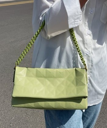 KEYON Green Argyle-Chain Satchel