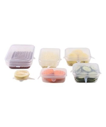 Kate Rui White 6pc Rectangular Silicone Stretch Lid Set