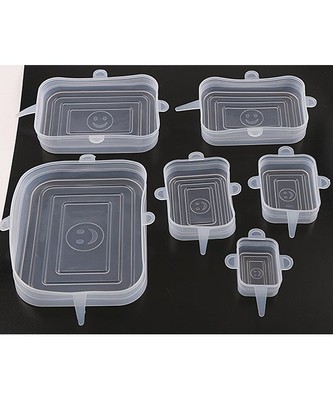 Kate Rui White 6pc Rectangular Silicone Stretch Lid Set
