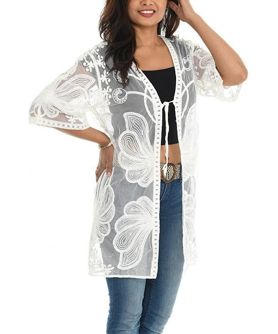 Shoreline White Floral Lace Cardigan