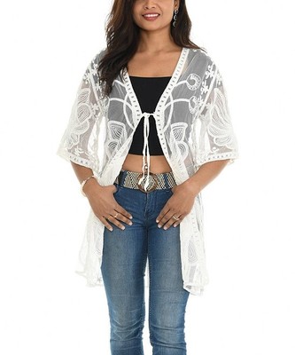 Shoreline White Floral Lace Cardigan