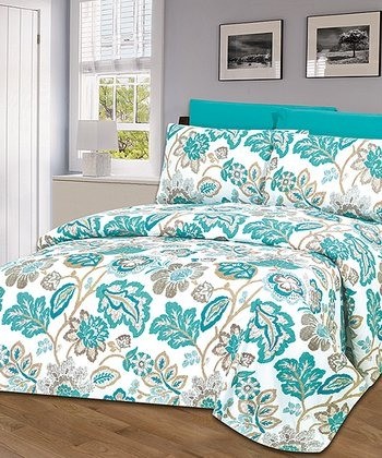 Glory Home Teal & Turquoise Floral 6p Sheet Set