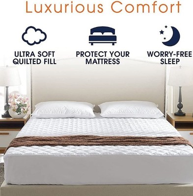 Cheer Collection White quilted Waterproof Mattress Pad