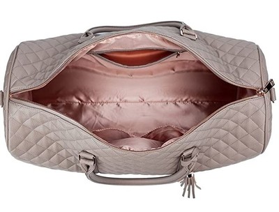 Lovely quilted leather Weekender Travel Duffel Bag - Tan