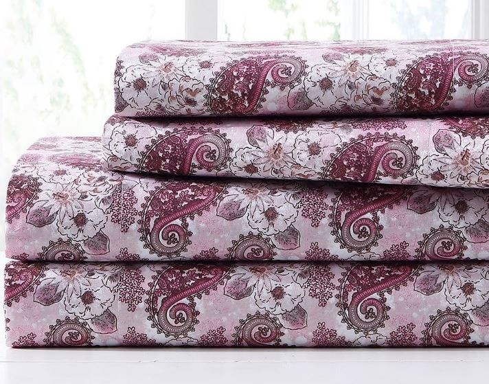 Casual Chic 4pc Pink & White Poppy Sheet Set - Full