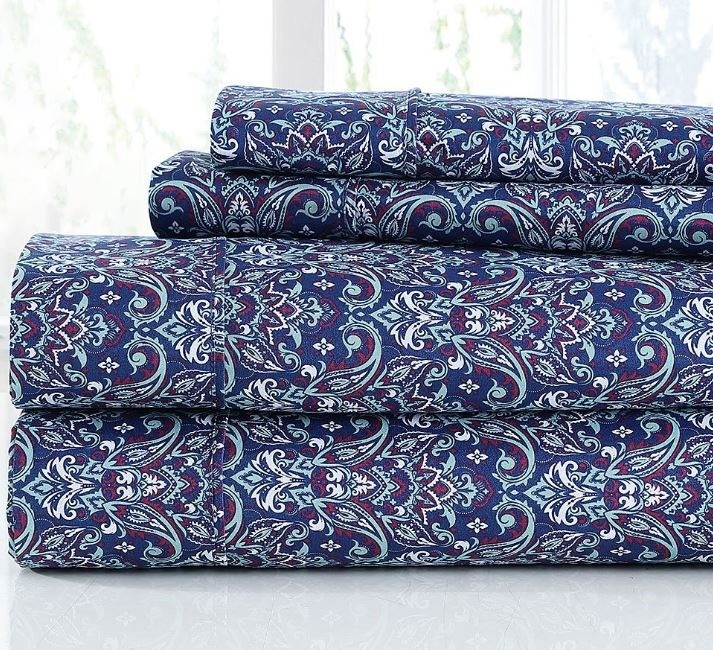 Casual Chic 4pc Purple Damask Joanie Sheet Set - Full