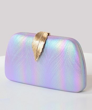 Ella & Elly Gold & Blue Iridescent Leaf Clutch