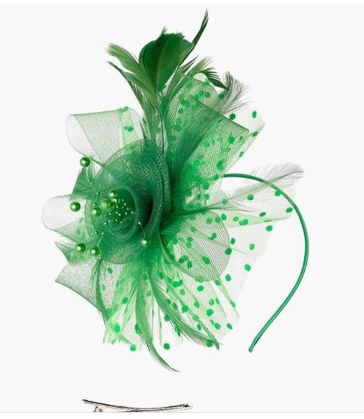 Kentucky Derby Cocktail Flower Mesh Hat - Green