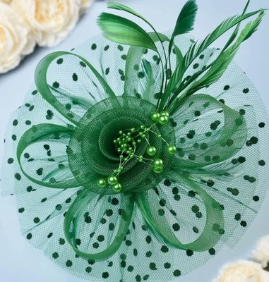 Kentucky Derby Cocktail Flower Mesh Hat - Green