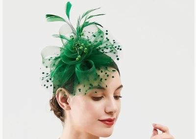 Kentucky Derby Cocktail Flower Mesh Hat - Green