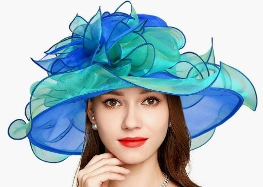 Kentucky Derby Cloche Fascinator Hat - Blue & Green