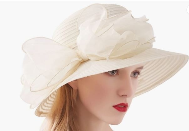 Bellady Derby Fascinator Wide Brim Hat - Beige