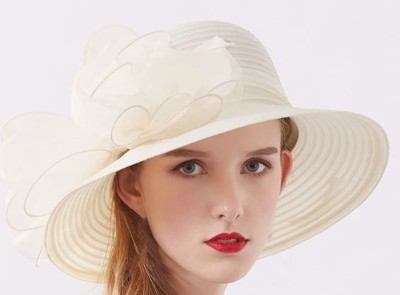 Bellady Derby Fascinator Wide Brim Hat - Beige