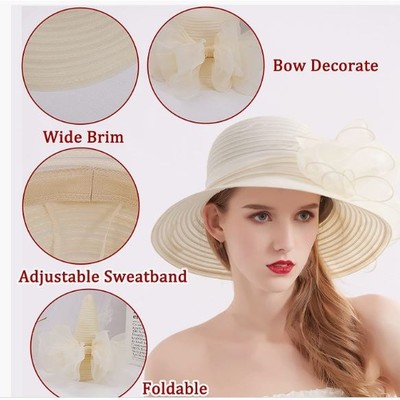 Bellady Derby Fascinator Wide Brim Hat - Beige