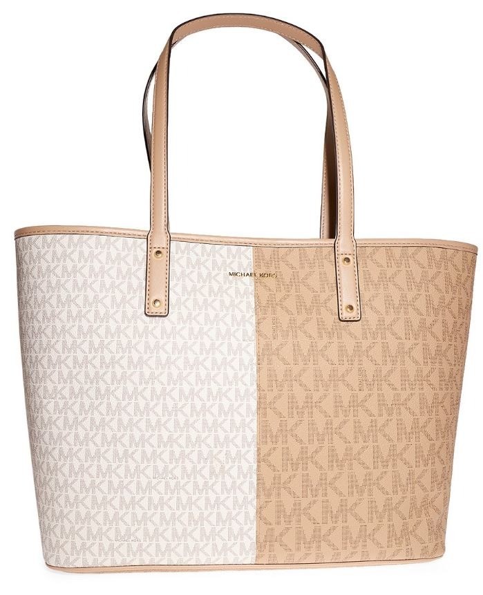 Michael Kors Vanilla & Silver Leather Carter Tote