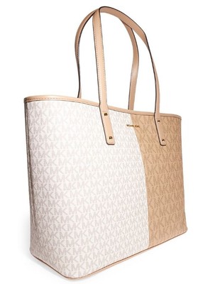 Michael Kors Vanilla & Silver Leather Carter Tote