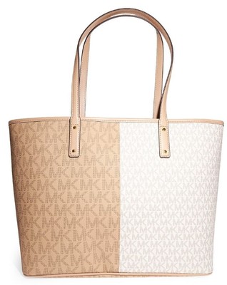 Michael Kors Vanilla & Silver Leather Carter Tote