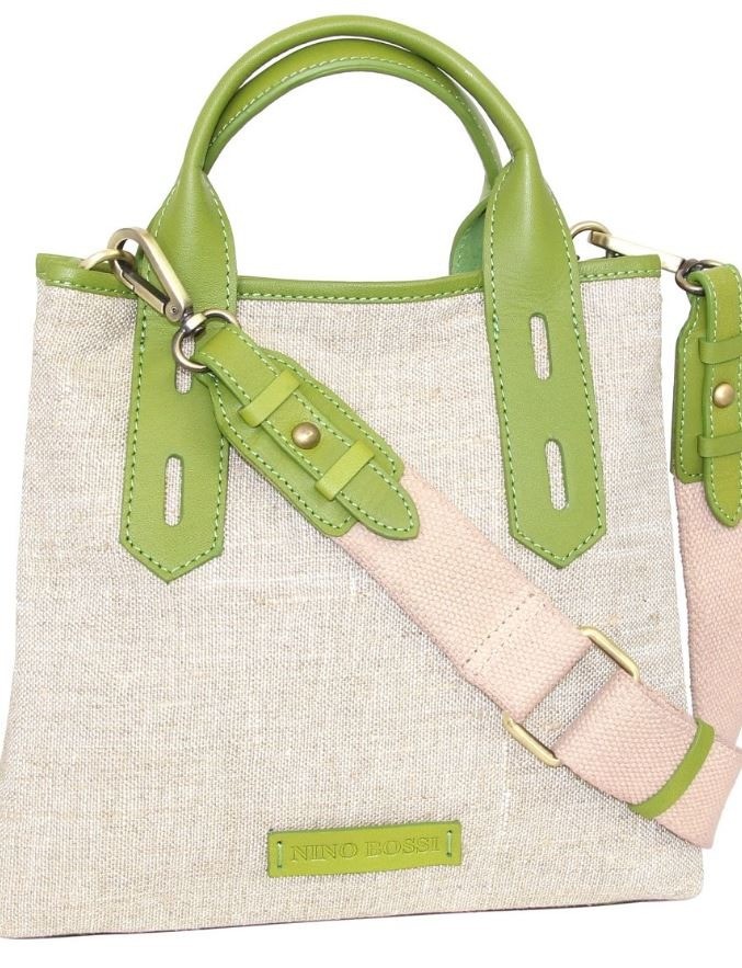 Nino Bossi Beige & Apple Linen Satchel