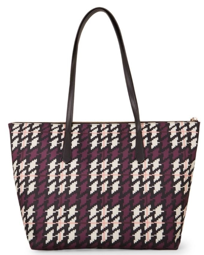 Kate Spade Kitt The Little Better Purple & Cream Plaid Tote