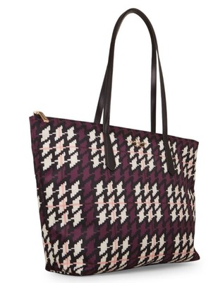 Kate Spade Kitt The Little Better Purple & Cream Plaid Tote