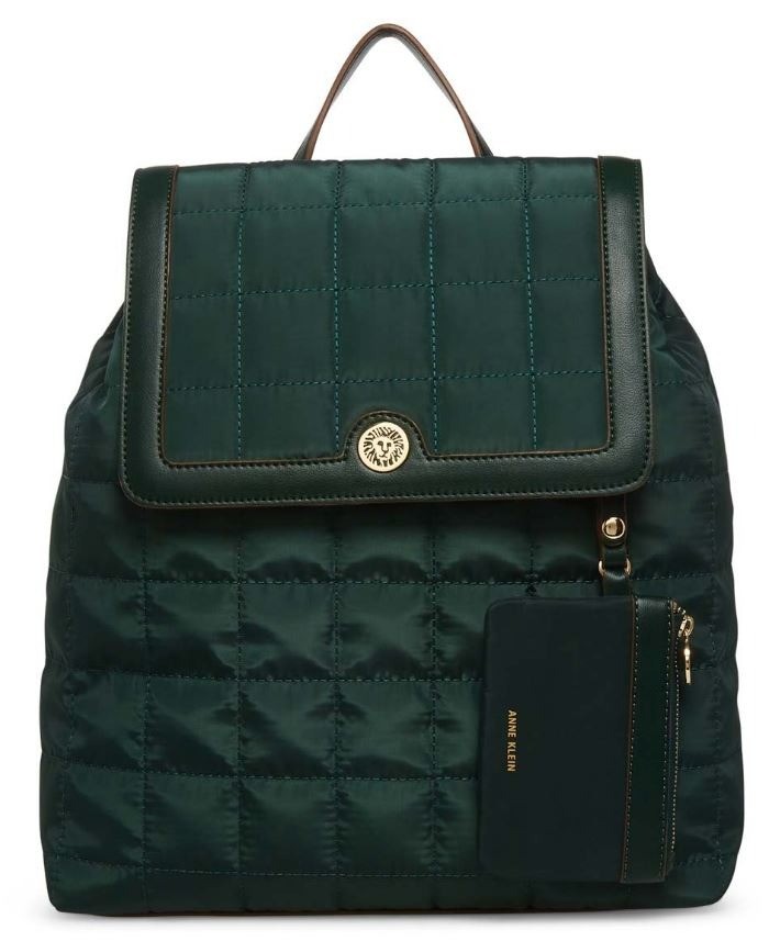 Anne Klein Evergreen & Ochre quilted Backpack
