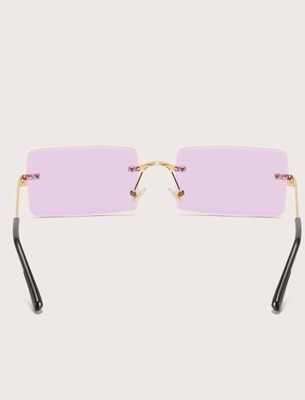 Tinted Lens Rimless Fashion Glasses - Purple